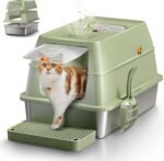 Stainless Steel Cat Litter Box with Lid, XL Large Enclosed High Sided Litter Box with Removable Lid, Carbon Filters -Odor Free, Easy Cleaning, Anti-Urine Leakage for Big Cats/Multiples-Green - Image 2