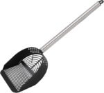 Stainless Steel Cat Litter Scoop, Long Handle Deep Shovel with Sifter, Pet Waste Scooper for Clumping Litter, Garden Soil Sand Sieve, Beach Toy, Black - Image 2