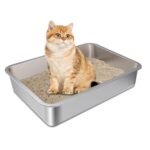 Stainless Steel Litter Box, Metal Litter Boxes 17.7" x 13.7" x 4",Small Litter Box for Kittens,Easy Entry Easy Clean Non Stick No Smell for Senior Cats or Short Legged Cat/Bunny - Image 2
