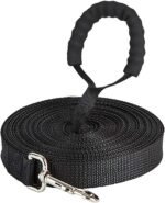 Training Leads for Dogs - Nylon Long Training Dog Leash Long Dog Recall Lead,Long Line for Dog Tracking Training,Long Lead Leash for Pet Recall Obedience with Comfortable Padded Handle (Black, 5m/16ft) - Image 2