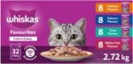 WHISKAS Favourites Adult Wet Cat Food - Chicken, Salmon, Tuna, White Fish Flavour Cuts in Gravy - 100% Complete and Balanced - Multipack 32x 85g Pouches - Image 2