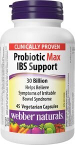 Webber Naturals Probiotic Max IBS Support, 30 Billion Active Cells, 5 Probiotic Strains, 45 Capsules, Helps Reduce Symptoms of Irritable Bowel Syndrome, Vegetarian - Image 2