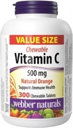 Webber Naturals Vitamin C Chewbale 500 mg, 300 Orange Flavour Tablets, For Bones, Teeth, Immune and Antioxidant Health - Image 2
