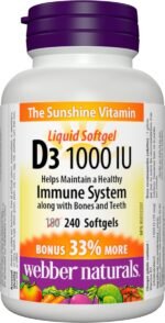 Webber Naturals Vitamin D3 1000 IU, 240 Softgels, For Healthy Bones, Teeth, and the Maintenance of Good Health - Image 2
