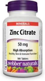 Webber Naturals Zinc Citrate 50 mg, 180 Tablets, For Healthy Skin and Immune Support, Vegan - Image 2