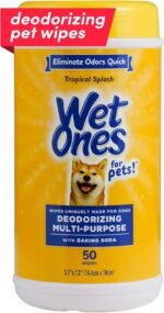 Wet Ones for Pets Deodorizing Multipurpose Dog Wipes with Baking Soda, Tropical Splash Scent - Desmellizing Wipes for Dogs in Canister, 50 Count - Image 2
