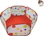 WishLotus Small Animal Playpen, Portable Outdoor Pet Exercise Fence Pop-Up Metal Wire Yard Fences, Foldable Pet Tent Play Pen for Guinea Pig, Hamster, Chinchillas and Hedgehogs, Rabbits (Red) - Image 2