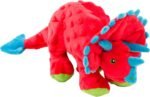 goDog Dinos Frills Squeaky Plush Dog Toy, Chew Guard Technology - Red, Large - Image 2