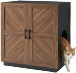 unipaws Cat Litter Box Enclosure with Shelves, Tall Hidden Litter Box Cover for Tall or Top Entry Litter Box, Kitty Enclosed Litter Box Cabinet, Cat Box Furniture - Image 2